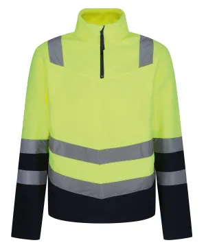 Yellow - Pro hi-vis half zip fleece top