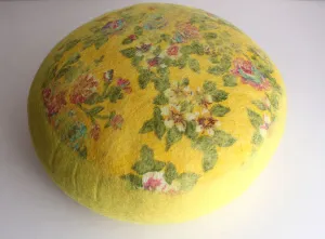 Yellow Round Soft Flower Felt Cushion
