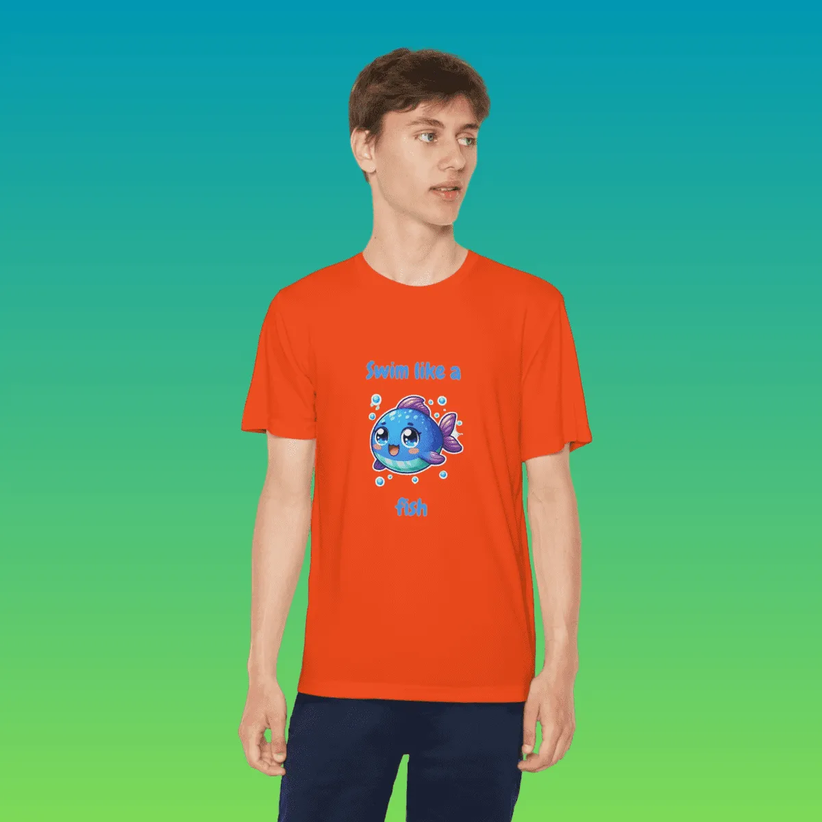 Youth Swim Like A Fish Moisture-Wicking Tee