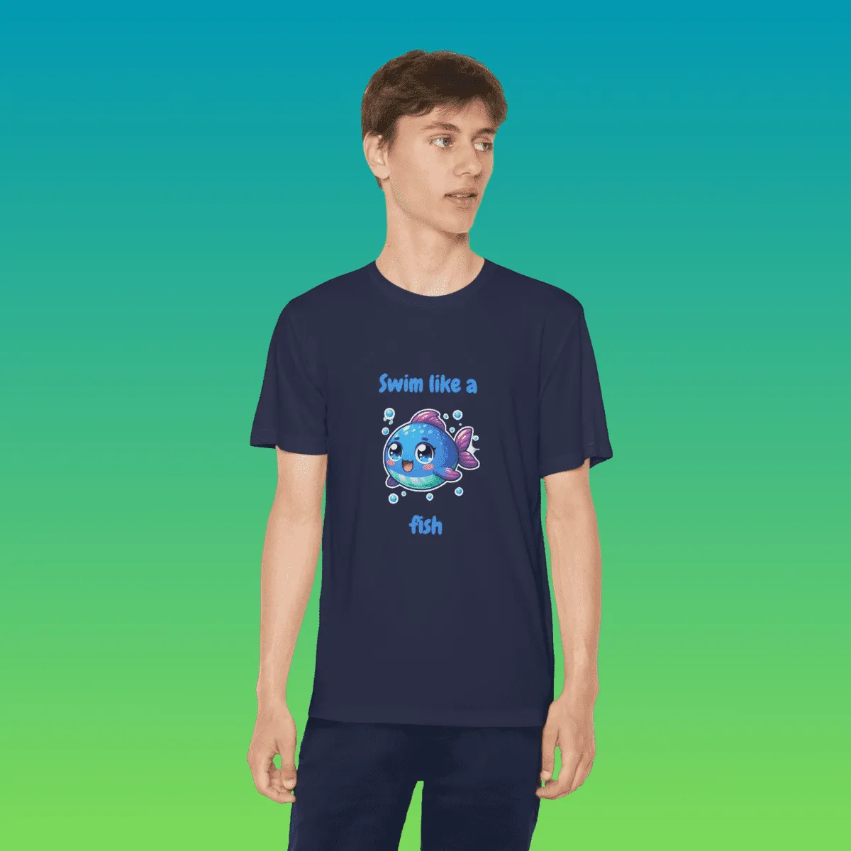 Youth Swim Like A Fish Moisture-Wicking Tee