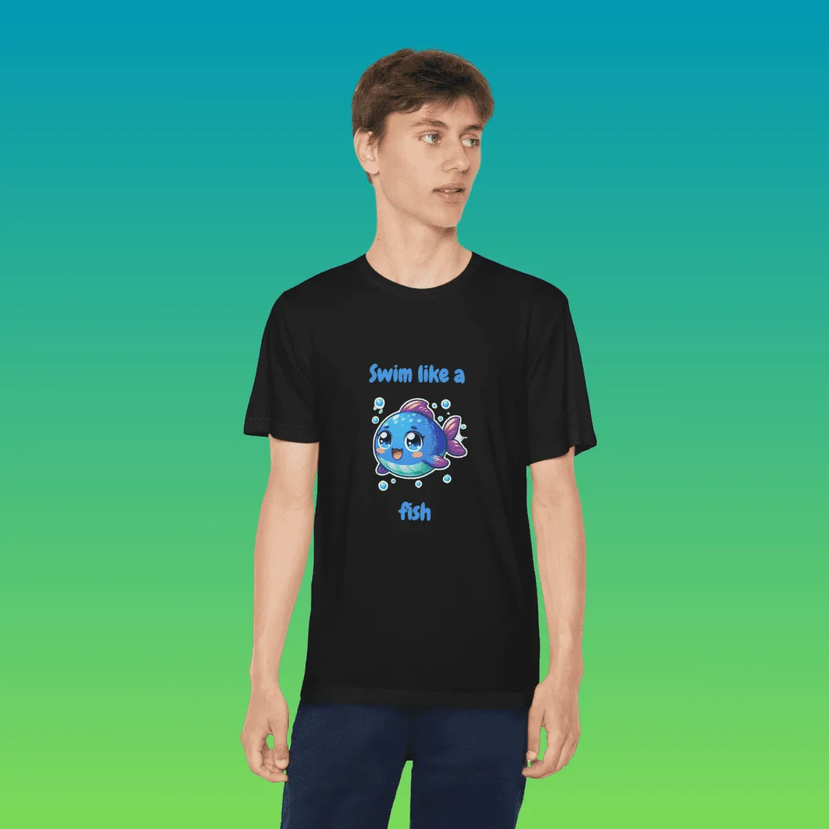 Youth Swim Like A Fish Moisture-Wicking Tee