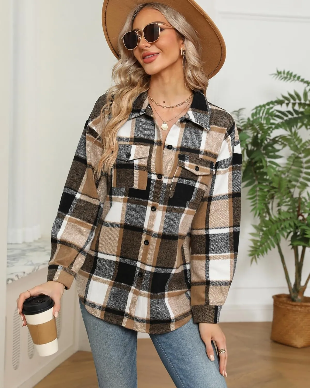 Zeagoo Women's Checked Shirt-Jacket (DE Only)