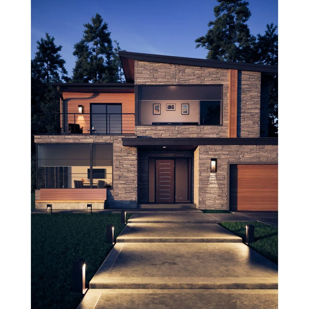 Zur 24 In. LED Outdoor Wall Sconce 4000K Black Finish